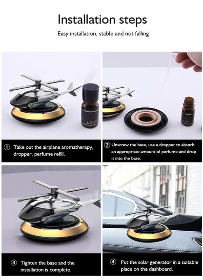 Solar Powered Helicopter Car Air Freshener & Dashboard Ornament